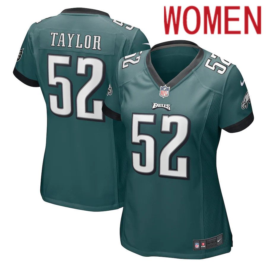 Women Philadelphia Eagles #52 Davion Taylor Nike Midnight Green Game NFL Jersey